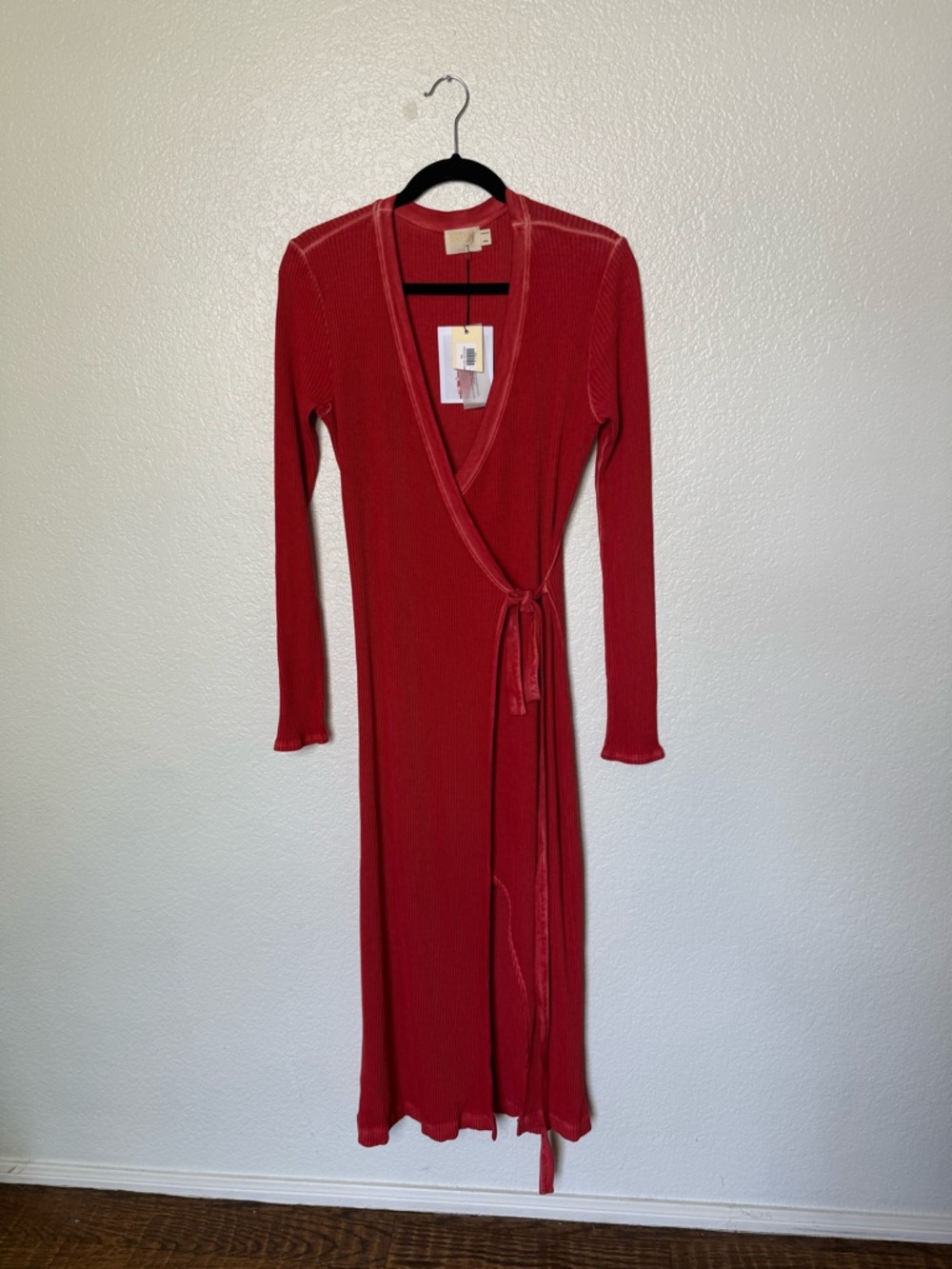 Nation Red Wrap Maxi Dress with Tie Waist NWT
